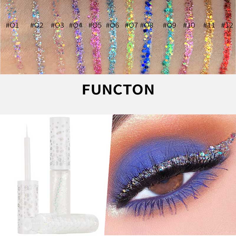 Kleurrijke heldere flash-cosmetica langdurige glitter eyeliner